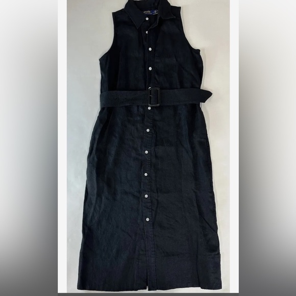 Polo Ralph Lauren Black Linen Belted dress - Picture 9 of 16